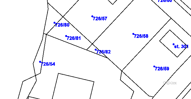 Parcela st. 726/82 v KÚ Křoví, Katastrální mapa