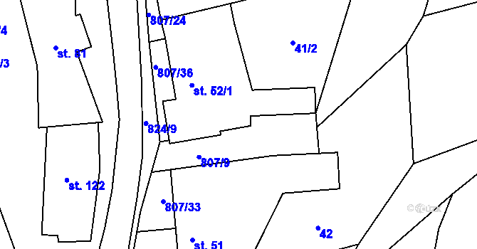 Parcela st. 52/2 v KÚ Křoví, Katastrální mapa