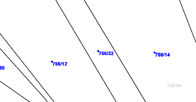 Parcela st. 756/32 v KÚ Křoví, Katastrální mapa