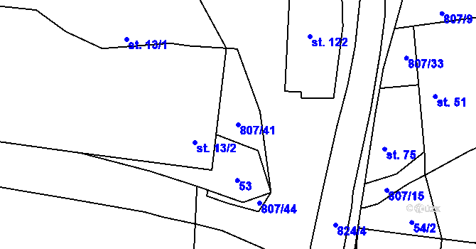 Parcela st. 807/41 v KÚ Křoví, Katastrální mapa