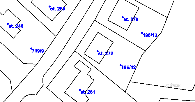 Parcela st. 272 v KÚ Křoví, Katastrální mapa