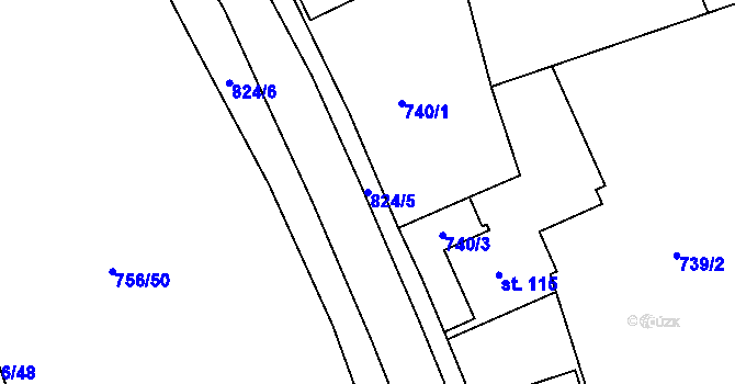 Parcela st. 824/5 v KÚ Křoví, Katastrální mapa