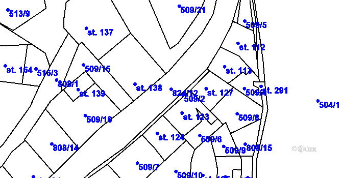 Parcela st. 824/12 v KÚ Křoví, Katastrální mapa
