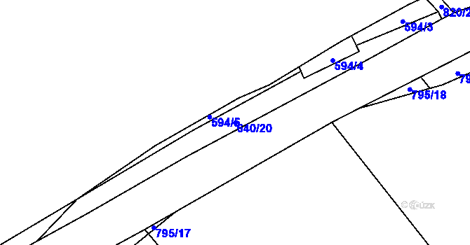 Parcela st. 640/20 v KÚ Křoví, Katastrální mapa