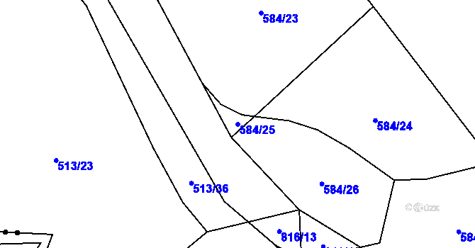 Parcela st. 584/25 v KÚ Křoví, Katastrální mapa