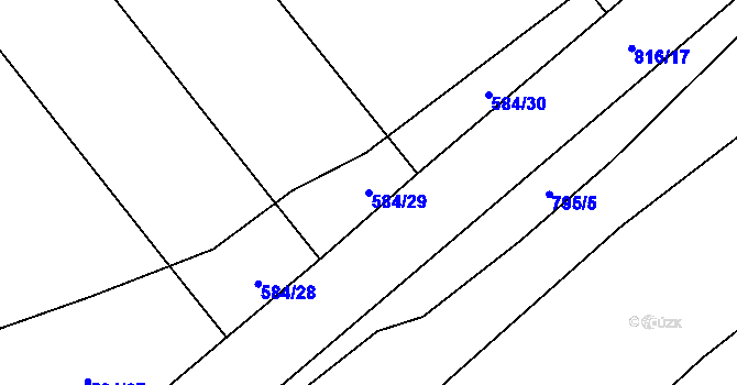 Parcela st. 584/29 v KÚ Křoví, Katastrální mapa