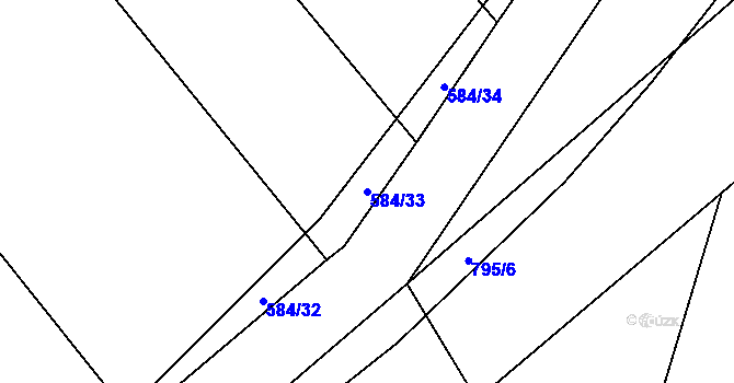 Parcela st. 584/33 v KÚ Křoví, Katastrální mapa