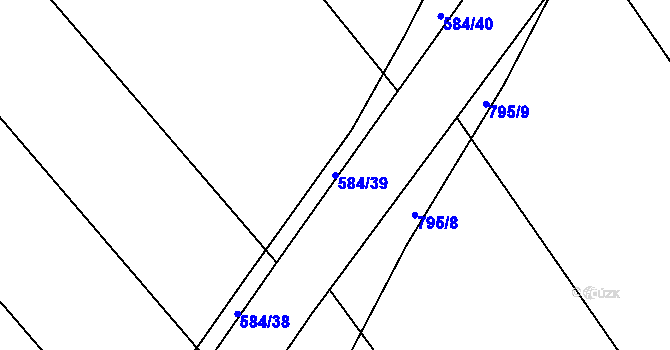 Parcela st. 584/39 v KÚ Křoví, Katastrální mapa