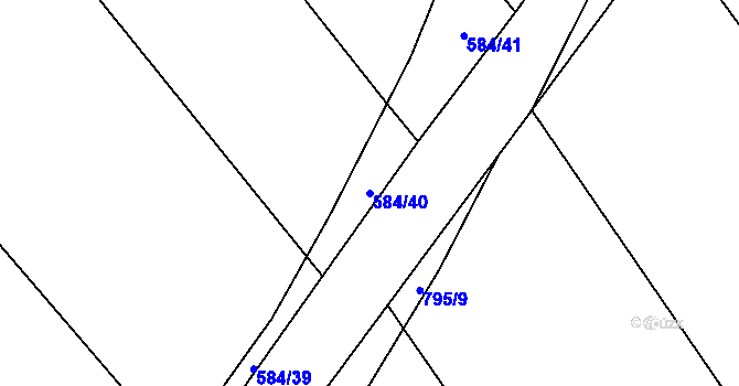 Parcela st. 584/40 v KÚ Křoví, Katastrální mapa