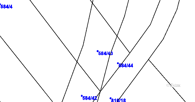 Parcela st. 584/43 v KÚ Křoví, Katastrální mapa