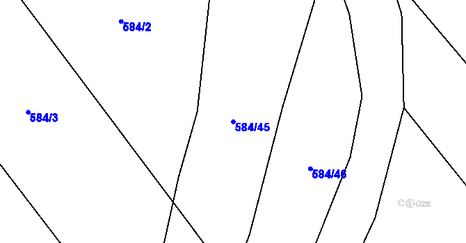 Parcela st. 584/45 v KÚ Křoví, Katastrální mapa