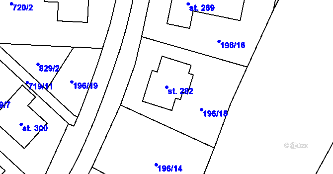 Parcela st. 282 v KÚ Křoví, Katastrální mapa