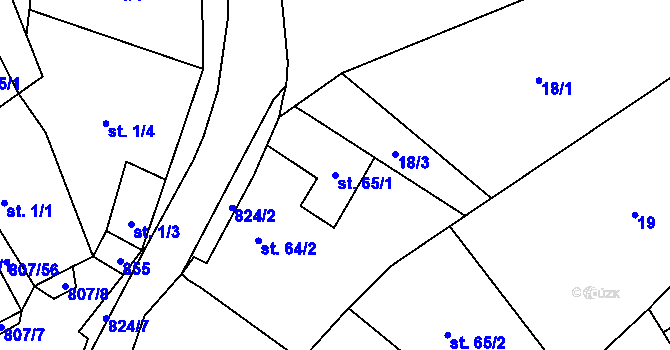 Parcela st. 65/1 v KÚ Křoví, Katastrální mapa