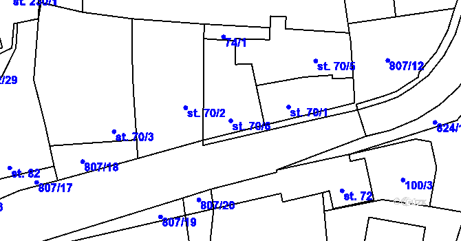 Parcela st. 70/6 v KÚ Křoví, Katastrální mapa