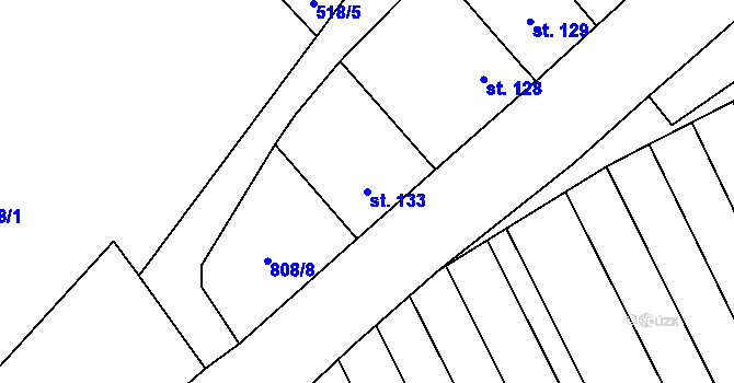 Parcela st. 133 v KÚ Křoví, Katastrální mapa
