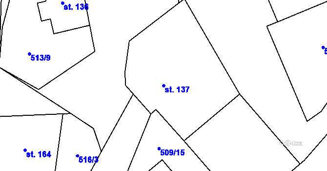 Parcela st. 137 v KÚ Křoví, Katastrální mapa