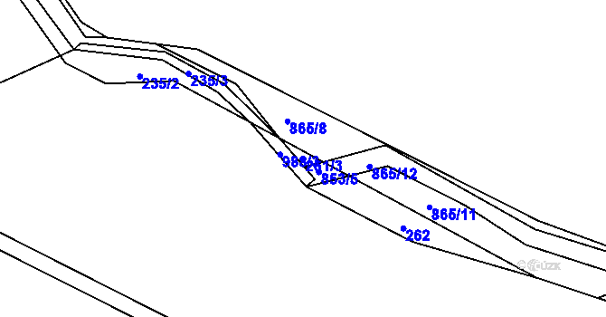 Parcela st. 261/3 v KÚ Křoví, Katastrální mapa