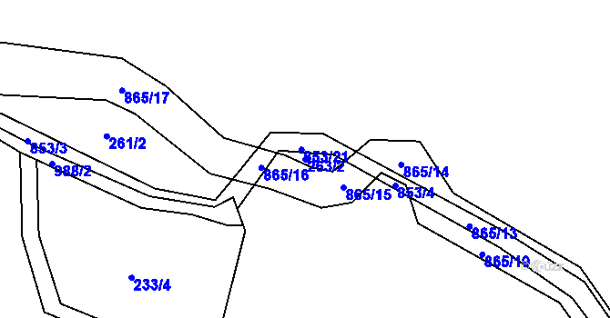 Parcela st. 263/2 v KÚ Křoví, Katastrální mapa
