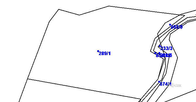 Parcela st. 289/1 v KÚ Křoví, Katastrální mapa