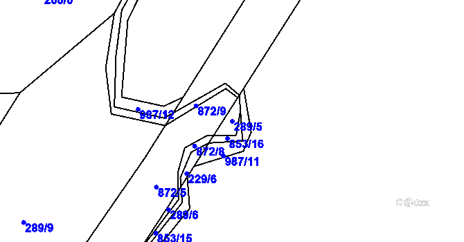 Parcela st. 289/5 v KÚ Křoví, Katastrální mapa