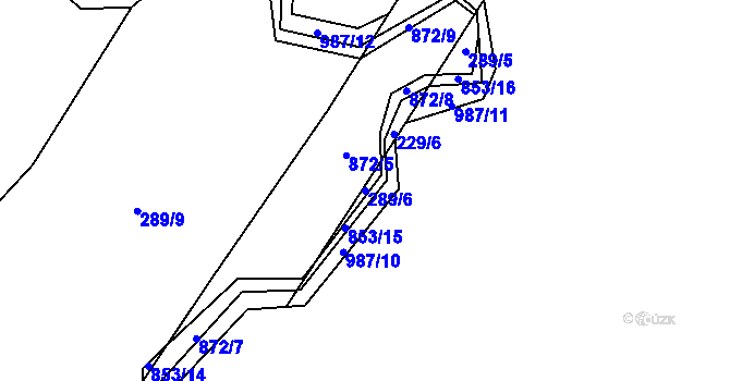 Parcela st. 289/6 v KÚ Křoví, Katastrální mapa