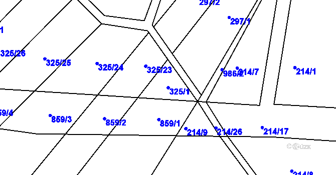 Parcela st. 325/1 v KÚ Křoví, Katastrální mapa