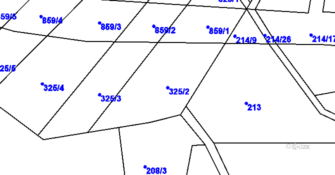 Parcela st. 325/2 v KÚ Křoví, Katastrální mapa