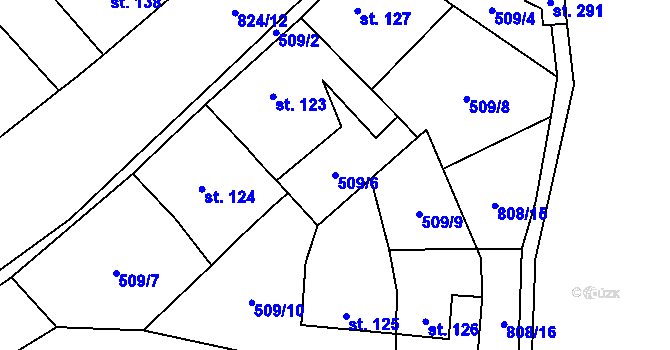 Parcela st. 509/6 v KÚ Křoví, Katastrální mapa