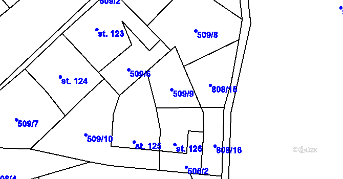 Parcela st. 509/9 v KÚ Křoví, Katastrální mapa