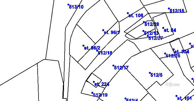 Parcela st. 512/18 v KÚ Křoví, Katastrální mapa