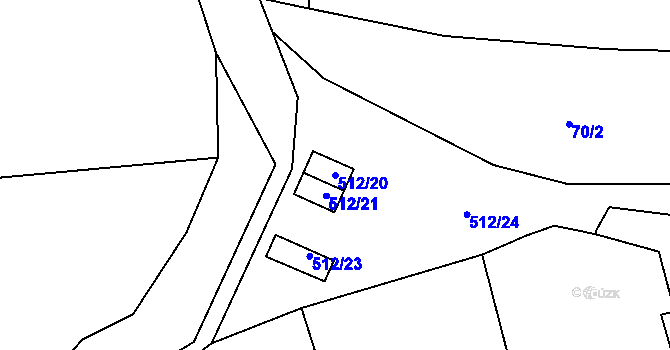 Parcela st. 512/20 v KÚ Křoví, Katastrální mapa