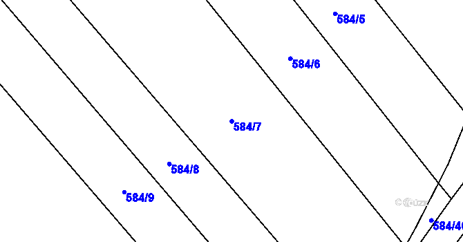 Parcela st. 584/7 v KÚ Křoví, Katastrální mapa