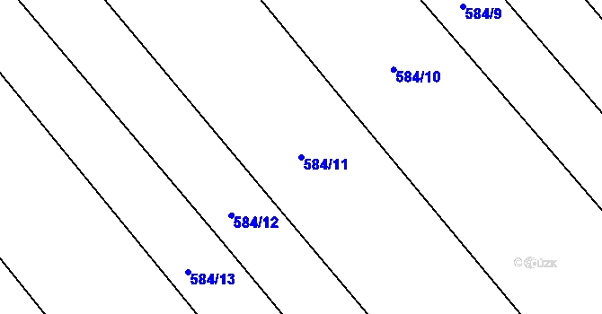 Parcela st. 584/11 v KÚ Křoví, Katastrální mapa