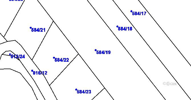 Parcela st. 584/19 v KÚ Křoví, Katastrální mapa