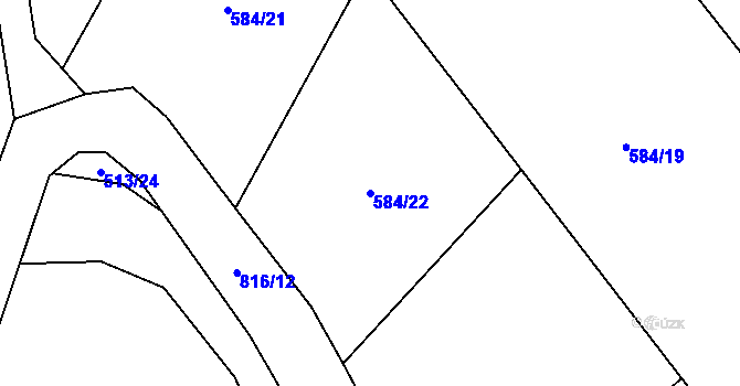 Parcela st. 584/22 v KÚ Křoví, Katastrální mapa