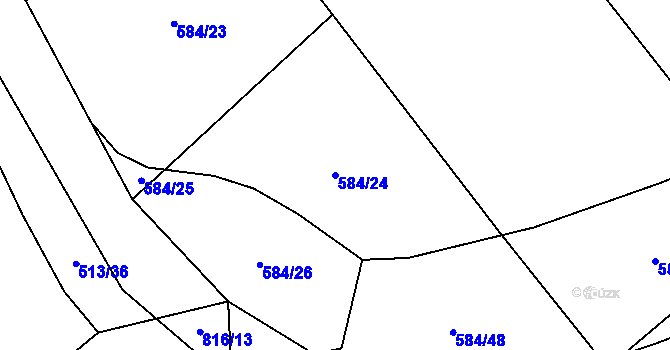 Parcela st. 584/24 v KÚ Křoví, Katastrální mapa