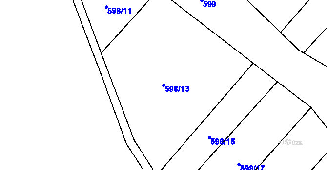 Parcela st. 598/13 v KÚ Křoví, Katastrální mapa