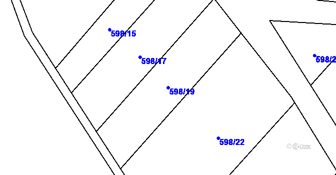 Parcela st. 598/19 v KÚ Křoví, Katastrální mapa