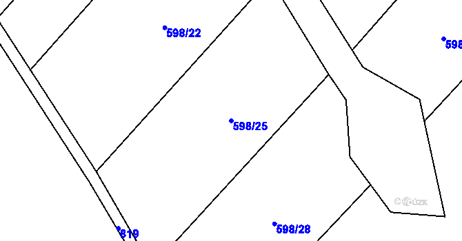 Parcela st. 598/25 v KÚ Křoví, Katastrální mapa