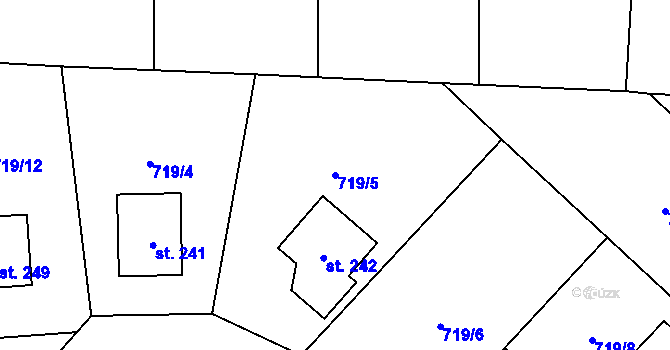 Parcela st. 719/5 v KÚ Křoví, Katastrální mapa