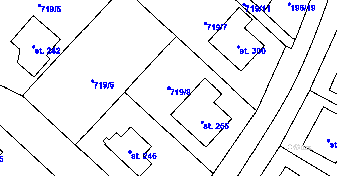 Parcela st. 719/8 v KÚ Křoví, Katastrální mapa
