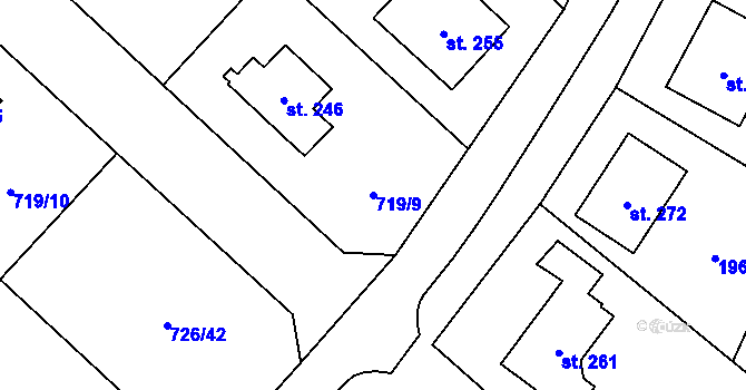 Parcela st. 719/9 v KÚ Křoví, Katastrální mapa