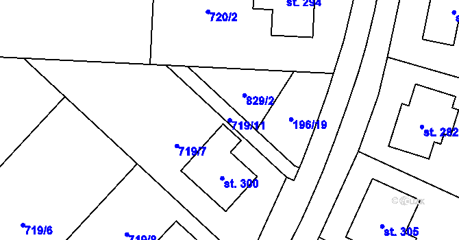 Parcela st. 719/11 v KÚ Křoví, Katastrální mapa