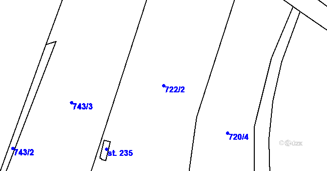 Parcela st. 722/2 v KÚ Křoví, Katastrální mapa