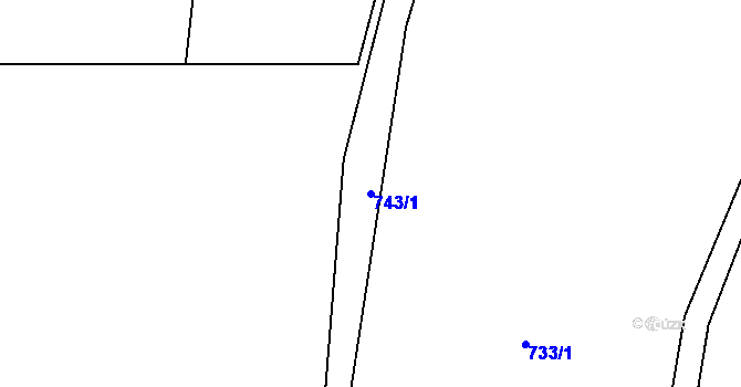 Parcela st. 743/1 v KÚ Křoví, Katastrální mapa