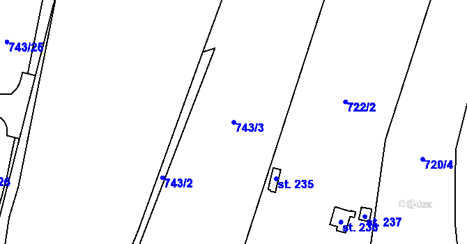 Parcela st. 743/3 v KÚ Křoví, Katastrální mapa
