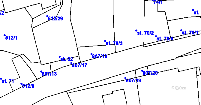 Parcela st. 807/18 v KÚ Křoví, Katastrální mapa