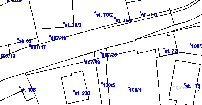 Parcela st. 807/20 v KÚ Křoví, Katastrální mapa