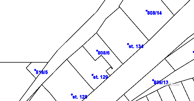 Parcela st. 808/6 v KÚ Křoví, Katastrální mapa