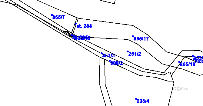 Parcela st. 853/3 v KÚ Křoví, Katastrální mapa